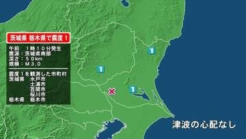 茨城県で最大震度1の地震　茨城県・水戸市、笠間市、土浦市、桜川市、栃木県・栃木市