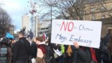 ロンドンで「中国メガ大使館」への抗議デモ　イギリス政府が20日までに建設計画の承認判断
