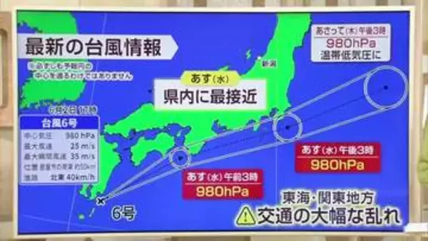 【台風情報】台風6号は3日の日中に関東地方にかなり接近する予想　150ミリ以上の非常に激しい雨の恐れ　6月上旬までの台風上陸は過去にわずか4例のみ…気象予報士の解説
