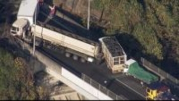 トラックが折り重なるようにトンネル入り口ふさぐ…九州道で8台絡む事故5人搬送　熊本・八代市