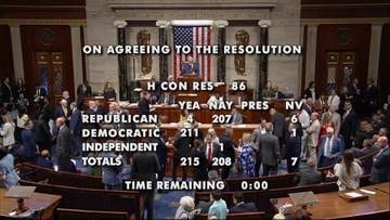 アメリカ連邦議会下院がトランプ大統領の議会承認のないイラン軍事行動を制限する決議案を可決　共和党から造反議員も