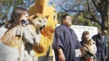 大相撲・一意関が「わんわんパトロール隊」と一緒に防犯パトロール　特殊詐欺撲滅を呼びかけ