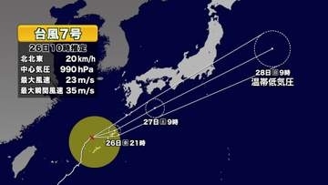 台風７号最新情報　26日夜、奄美地方を直撃　土砂災害、暴風、高波に要警戒