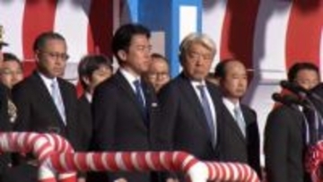 海自護衛艦「よしい」命名・進水式に小泉防衛相が出席　高いステルス性能とコンパクトな船体の最新鋭「もがみ型」　長崎市