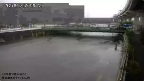 【速報】東京・葛飾区など流れる綾瀬川にレベル３氾濫警報　台風6号接近で水位上昇　気象庁