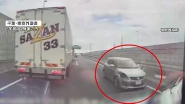 外環道でカメラが捉えた逆走車と追跡するパトカー　渋谷区内の路上で“逆走女”確保の瞬間