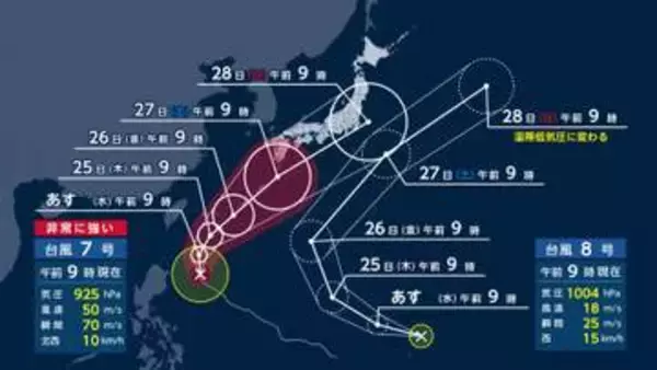 台風8号発生　“ダブル台風”が梅雨前線を刺激し、各地で大雨のおそれ