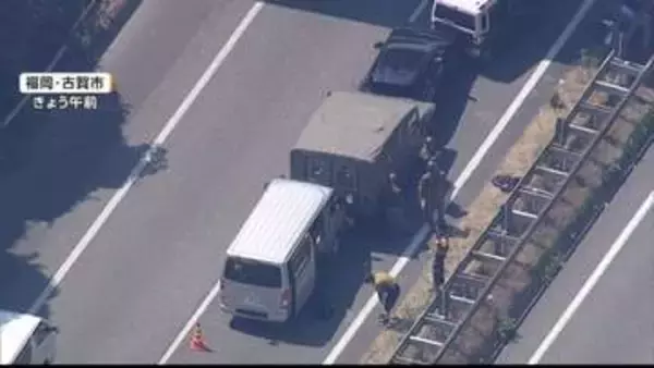 九州道で車6台絡む事故　1台は地震対応で熊本派遣の自衛隊車両か　けが人確認されず　福岡・古賀市