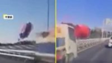 「悪い予感」思わぬ落下物！対向車から灯油缶が直撃…灯油まみれに　回避不能…路上に落ちていた脚立乗り上げ