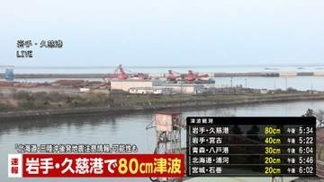 【速報】新たに青森・八戸港で30cm　北海道・浦河で20cmの津波観測　岩手・北海道・青森に津波警報
