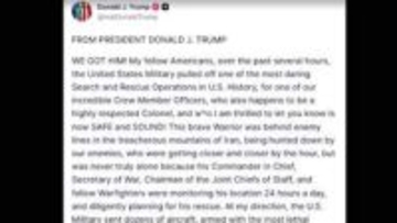 イランに撃墜され行方不明だった米軍F-15E戦闘機の乗員を救出　トランプ大統領「負傷しているがすぐに回復するだろう」