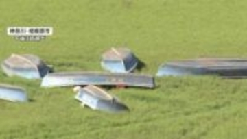 草の上にボートが点々　雨不足で湖カラカラ　ダム貯水率「非常に厳しい状況」　黄砂は22日にかけて広範囲で飛来予想