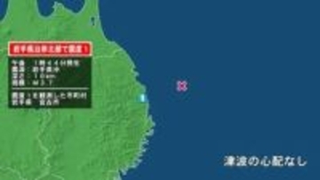 岩手県で最大震度1の地震　岩手県・宮古市