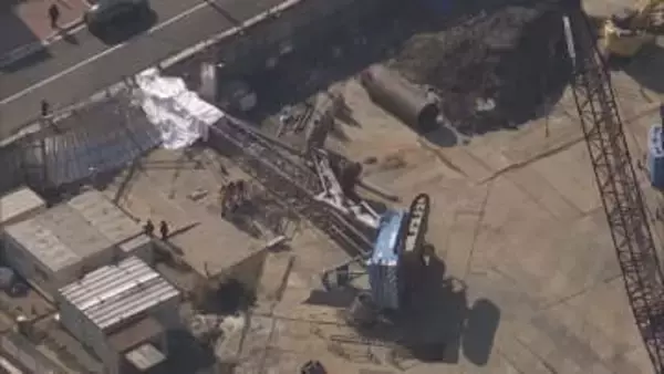 マンション工事現場で大型クレーン倒れ作業員1人ケガ　現場では住宅や商業施設など大規模複合開発工事をしていた　滋賀・大津市