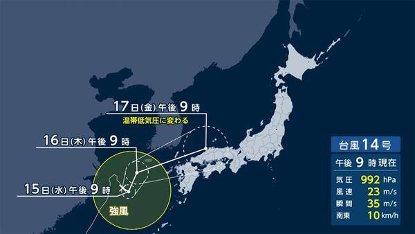 週末 九州から北海道 天気急変に注意 台風14号の影響 21年9月15日 エキサイトニュース