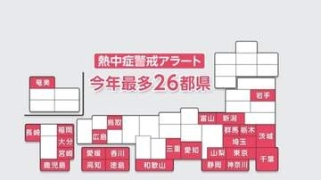 熱中症警戒アラート　今年最多26都県に発表　東京都心の最高気温は35度予想　今年初の猛暑日へ