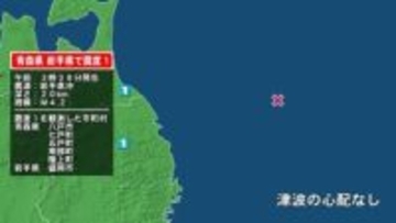 青森県で最大震度1の地震　青森県・八戸市、七戸町、五戸町、青森南部町、階上町、岩手県・盛岡市