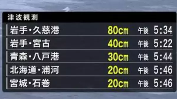 青森・岩手で合わせて2万8000世帯以上に「警戒レベル4」避難指示　青森で最大震度5強　岩手・久慈港で80cm津波観測