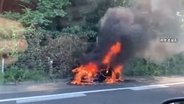 東北道でオートバイが炎上　「後輪から煙出てきた」