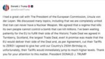 トランプ大統領　EUに7月4日までの関税撤廃要求　履行なければ追加関税警告