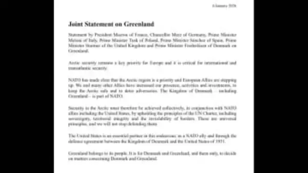 グリーンランドめぐりヨーロッパ7カ国が共同声明　アメリカにけん制、NATO連携も強調