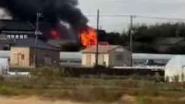 火事で農機具収納している倉庫ほぼ全焼…1時間後に鎮火けが人なし　千葉・旭市