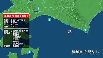 北海道で最大震度1の地震　北海道・恵庭市、北広島市、函館市、安平町、新ひだか町、浦河町、青森県・東通村
