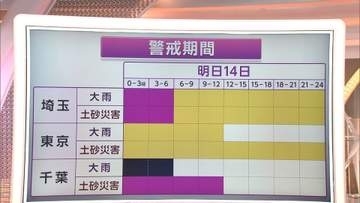 14日も危険な雨続く見込み　土砂災害など終日警戒を　千葉で初の土砂災害特別警報