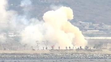 北朝鮮側で爆発相次ぐ　スタバの先1.5kmに大砲が