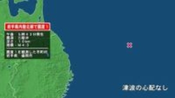 岩手県で最大震度1の地震　岩手県・盛岡市