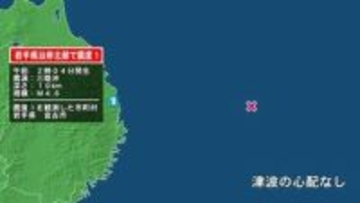 岩手県で最大震度1の地震　岩手県・宮古市