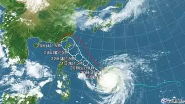 【台風情報】大型で猛烈な台風30号の進路予想　22日午後3時には「非常に強い」勢力で沖縄の南に達する見通し　中心気圧935hPa、最大瞬間風速70m/sの予想