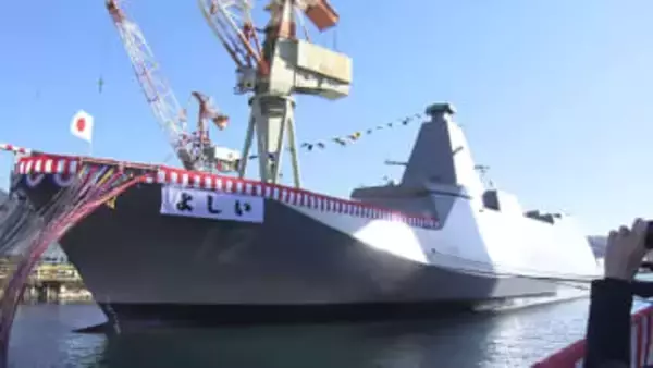 最新鋭もがみ型護衛艦「『よしい』と命名」小泉防衛相…岡山流れる吉井川から　長崎市で進水式　2026年度中に引き渡しへ