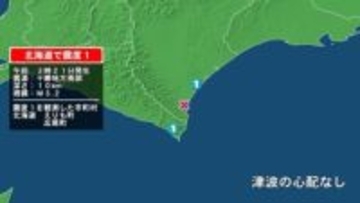 北海道で最大震度1の地震　北海道・えりも町、広尾町
