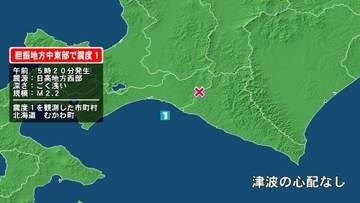 北海道で最大震度1の地震　北海道・むかわ町