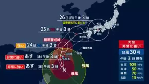 台風30号九州上陸も　石垣島はあす直撃か「いつもより危機感」　“警報級大雨”で関東影響か　被災地・神奈川の住民も不安「今、助けて」