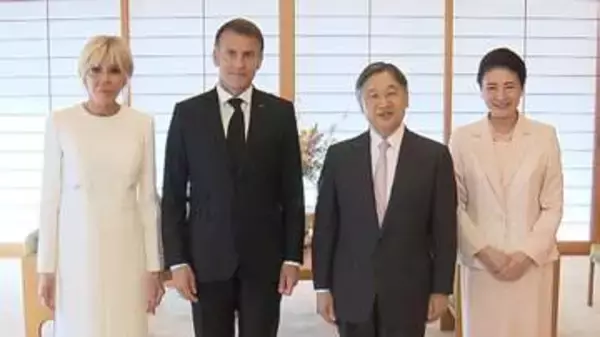 「天皇皇后両陛下がフランス語で出迎え　マクロン大統領夫妻を御所に招き通訳を交えず昼食会」の画像