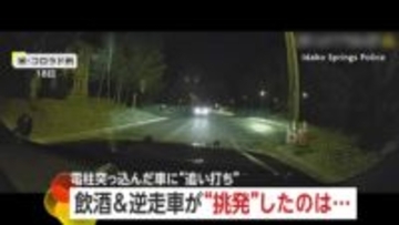 逆走車がパッシングで挑発した相手はパトカー！飲酒運転バレ身柄拘束　飲酒運転の車が電柱衝突…切れた電線から火花散る　アメリカ