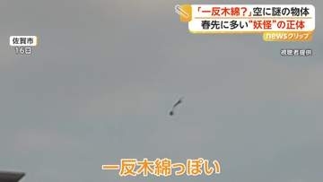 まるで妖怪「一反木綿」　空を舞う物体の“正体”は飛ばされた農業用ビニールか　電線に絡まれば停電の恐れも　佐賀市
