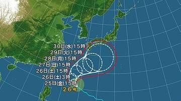 【台風情報】台風26号の進路予想は　秋雨前線が本州の南岸から関東付近に停滞　台風の動きが遅いため、影響が長引く可能性　本州の南岸を通過する予報も