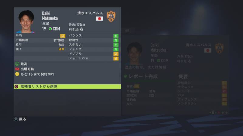 FIFA22キャリアモードで安価に獲得可能な10代の有能Jリーガー5選