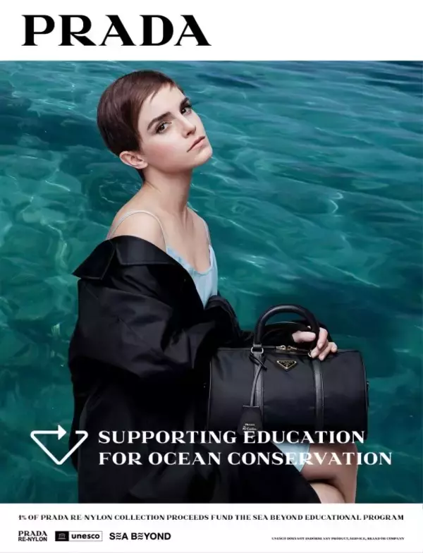 「プラダがRe-Nylonコレクションの広告キャンペーンを発表。エマ・ワトソンとベネディクト・カンバーバッチを起用」の画像