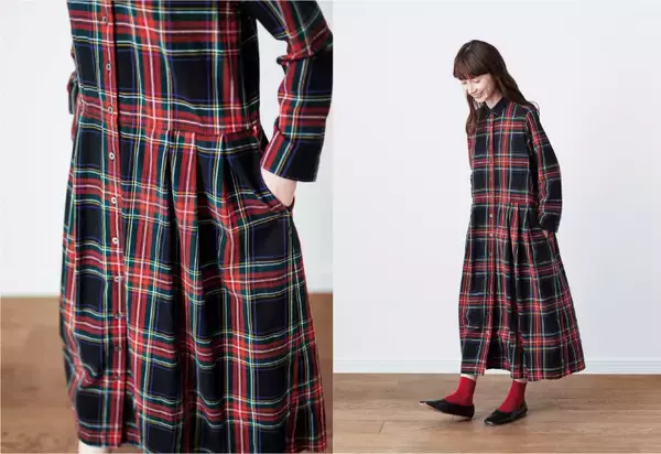 「bonpon夫妻とサニークラウズのコラボシリーズにチェックのワンピースやお出かけバッグが新登場」の画像