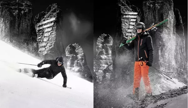 「アルマーニからリサイクル素材を使用したスキーウエアコレクションが初登場」の画像