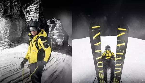 「アルマーニからリサイクル素材を使用したスキーウエアコレクションが初登場」の画像