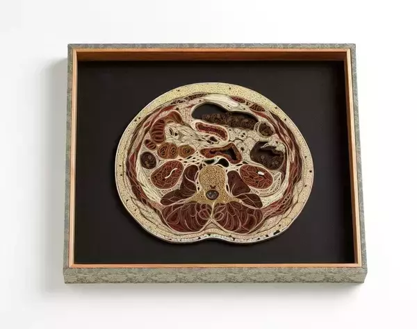 「紙を丸める“クイリング”アートで解剖図を表現。和紙の色調を巧みに操るアメリカ人アーティスト」の画像