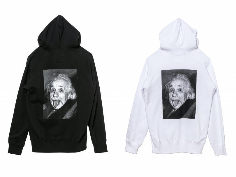 sacai x Einstein、アルベルト・アインシュタインがモチーフのユニセックスなTシャツ&フーディー