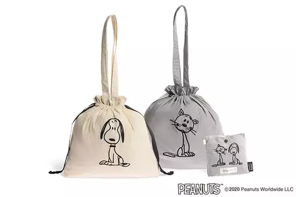 スヌーピー&ファーロンの刺繍がかわいい、エコバッグとしても使えるパッカブルトートが新登場
