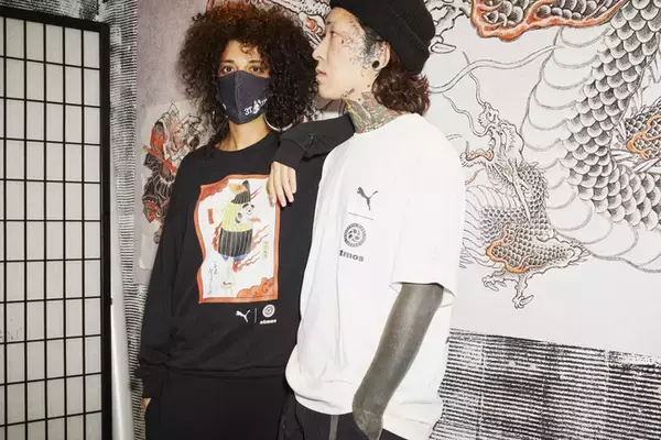 「MADE IN JAPANのプーマ スウェードをベースにしたatmosとスリー タイズ タトゥーによるコラボモデルが登場」の画像