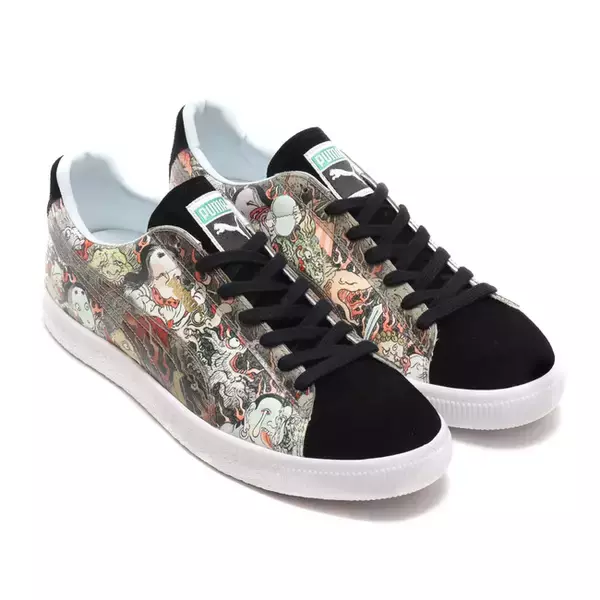 「MADE IN JAPANのプーマ スウェードをベースにしたatmosとスリー タイズ タトゥーによるコラボモデルが登場」の画像